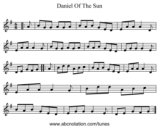 Daniel Of The Sun - staff notation