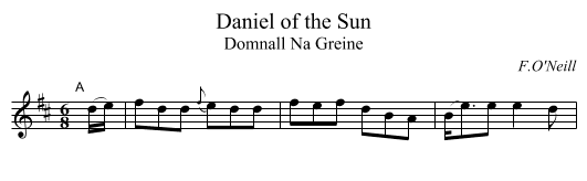Daniel of the Sun - staff notation