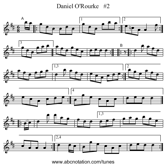 Daniel O'Rourke   #2 - staff notation