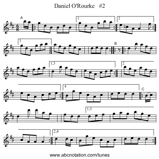 Daniel O'Rourke   #2 - staff notation