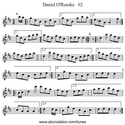 Daniel O'Rourke #2 - staff notation