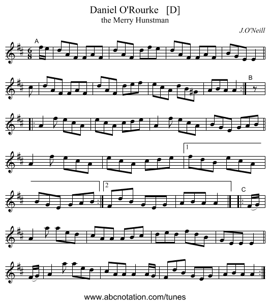Daniel O'Rourke   [D] - staff notation
