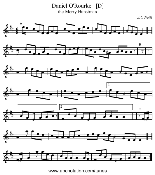 Daniel O'Rourke   [D] - staff notation
