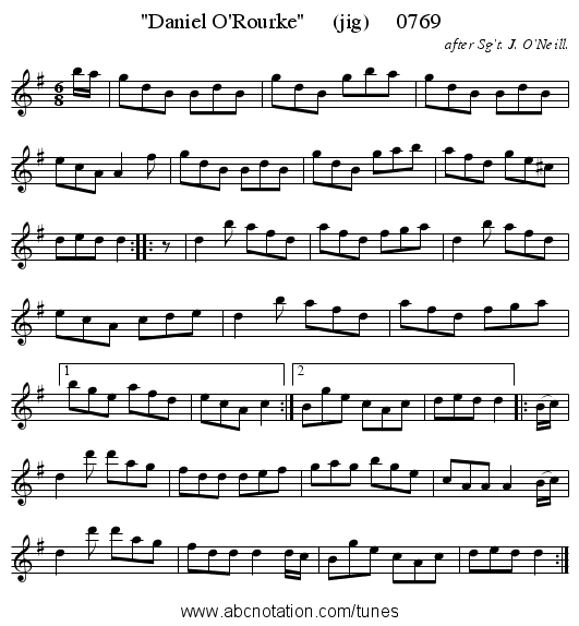 Daniel O'Rourke (jig) 0769 - staff notation