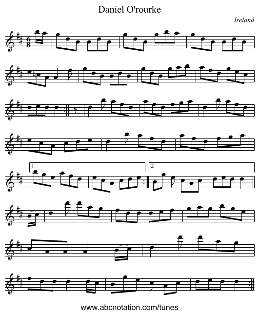 Daniel O'rourke - staff notation