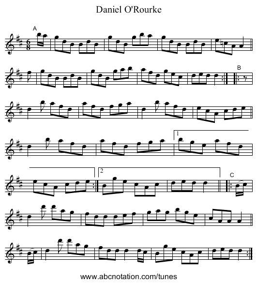 Daniel O'Rourke - staff notation