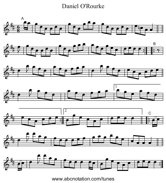 Daniel O'Rourke - staff notation
