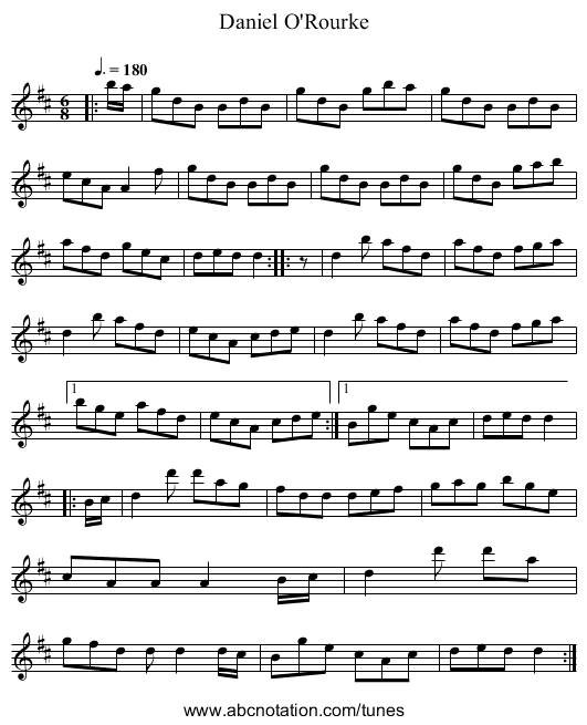 Daniel O'Rourke - staff notation