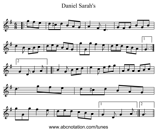 Daniel Sarah's - staff notation