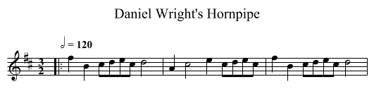 Daniel Wright's Hornpipe - staff notation