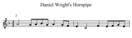 Daniel Wright's Hornpipe - staff notation