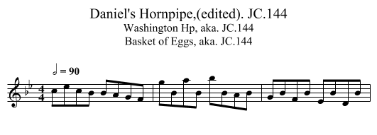 Daniel's Hornpipe,(edited). JC.144 - staff notation