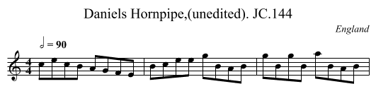 Daniels Hornpipe,(unedited). JC.144 - staff notation