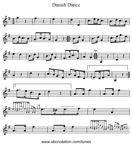 Danish Dance - staff notation