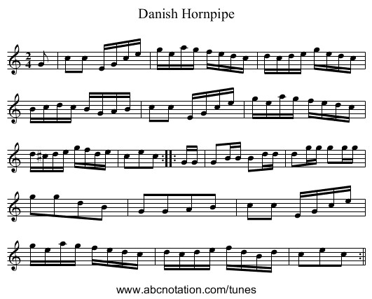 Danish Hornpipe - staff notation