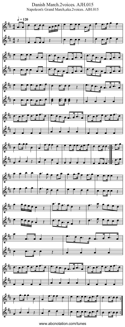 Danish March.2voices. AJH.015 - staff notation