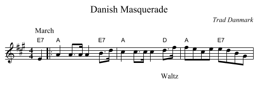 Danish Masquerade - staff notation