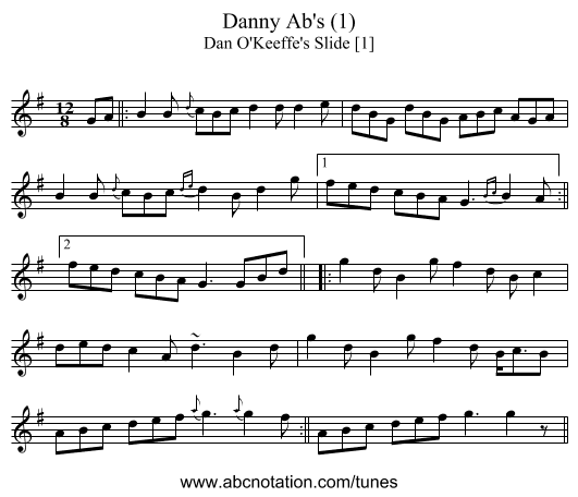 Danny Ab's (1) - staff notation