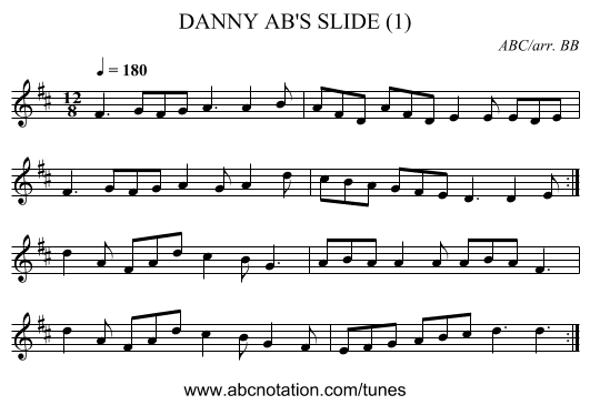 DANNY AB'S SLIDE (1) - staff notation