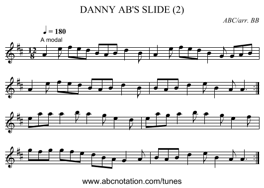 DANNY AB'S SLIDE (2) - staff notation