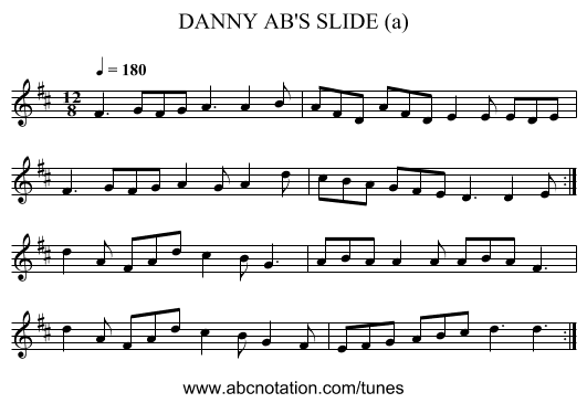 DANNY AB'S SLIDE (a) - staff notation