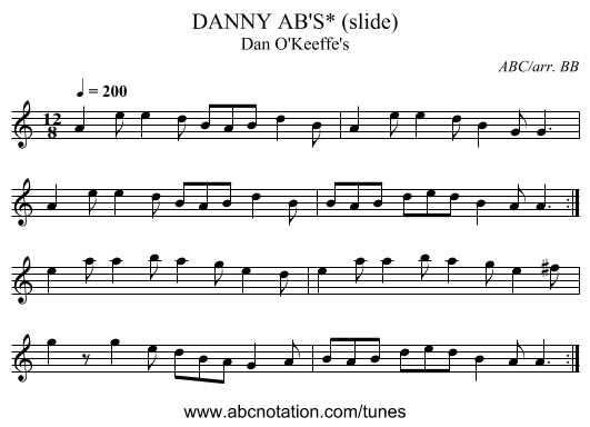 DANNY AB'S* (slide) - staff notation