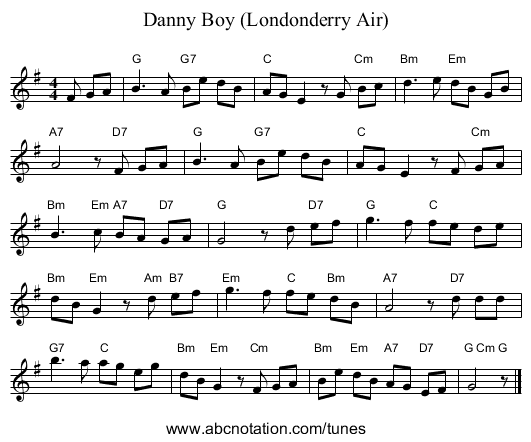 Danny Boy (Londonderry Air) - staff notation