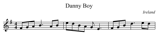Danny Boy - staff notation