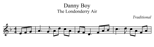 Danny Boy - staff notation