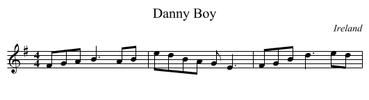 Danny Boy - staff notation