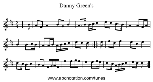 Danny Green's - staff notation