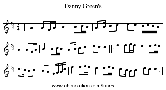 Danny Green's - staff notation