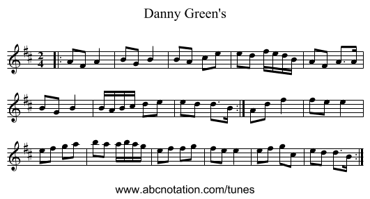 Danny Green's - staff notation