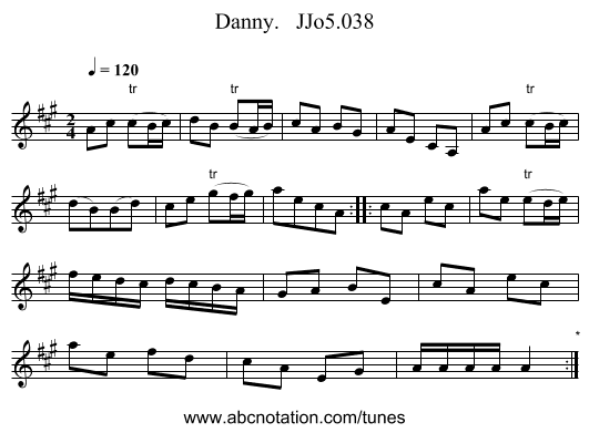 Danny. JJo5.038 - staff notation