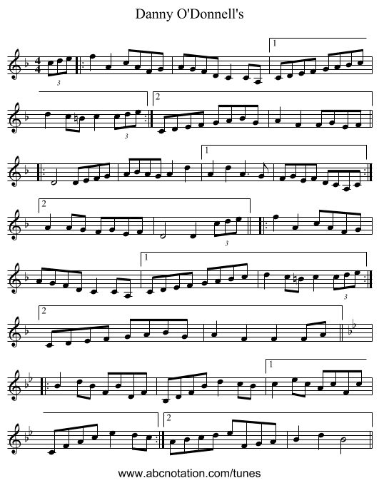 Danny O'Donnell's - staff notation
