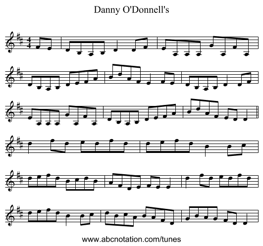Danny O'Donnell's - staff notation
