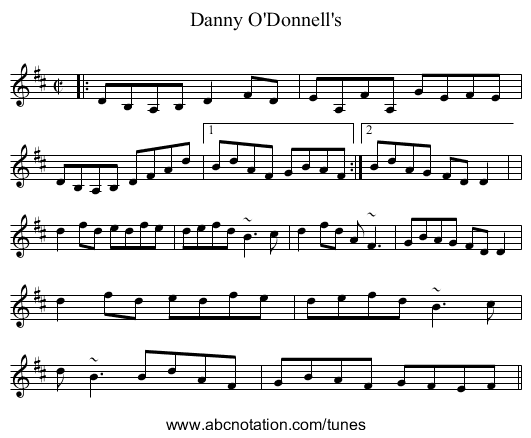 Danny O'Donnell's - staff notation