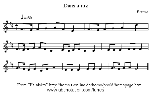 Dans a ruz - staff notation
