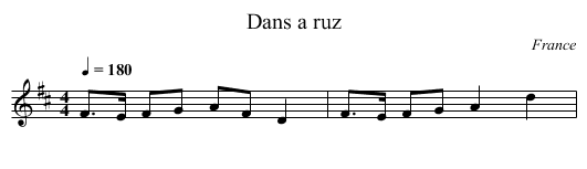 Dans a ruz - staff notation