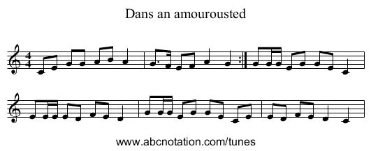Dans an amourousted - staff notation