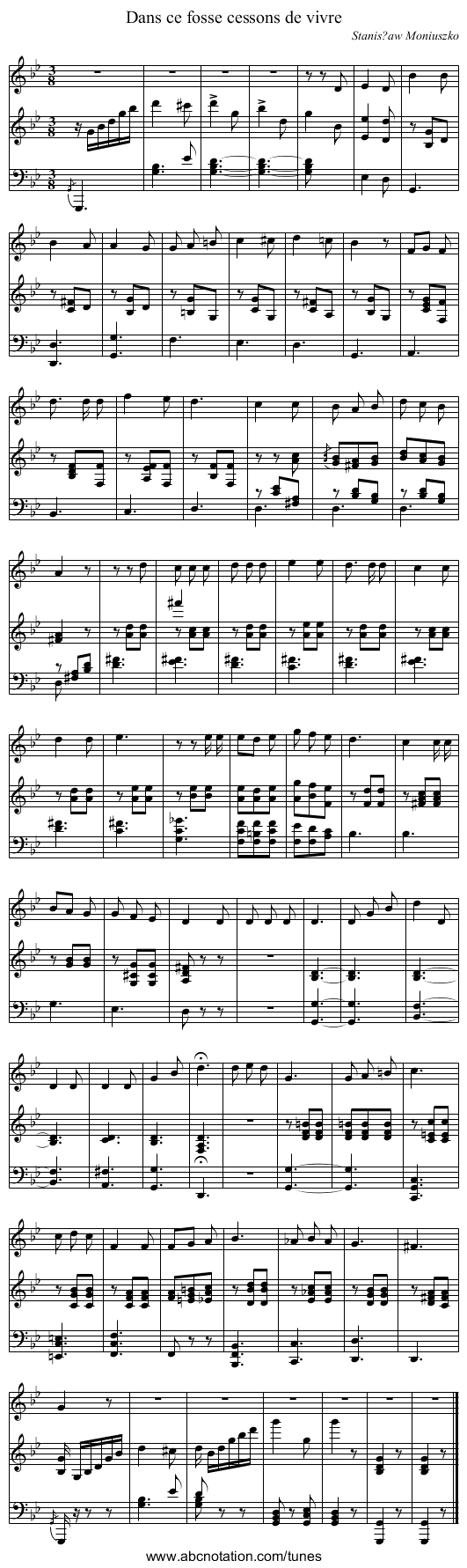 Dans ce fosse cessons de vivre - staff notation