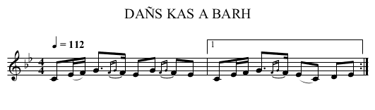 DAÑS KAS A BARH - staff notation