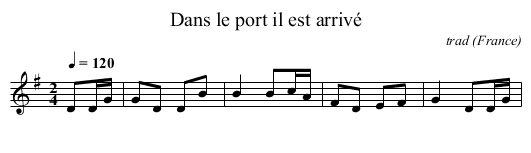 Dans le port il est arrivé - staff notation