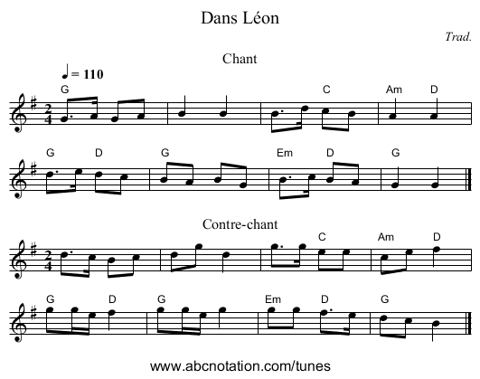 Dans Léon - staff notation