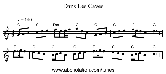Dans Les Caves - staff notation