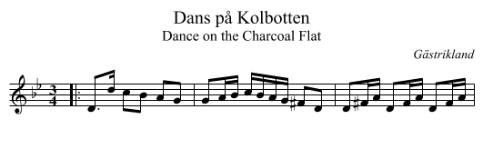 Dans p&aring; Kolbotten - staff notation