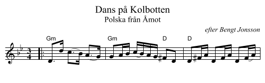 Dans p&aring; Kolbotten - staff notation