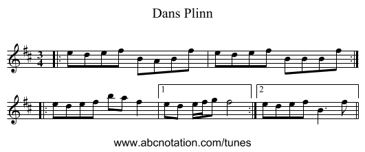 Dans Plinn - staff notation