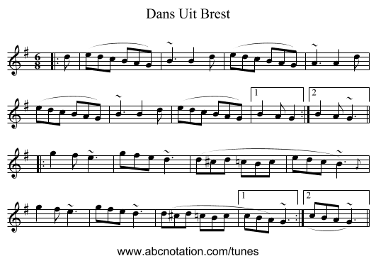 Dans Uit Brest - staff notation
