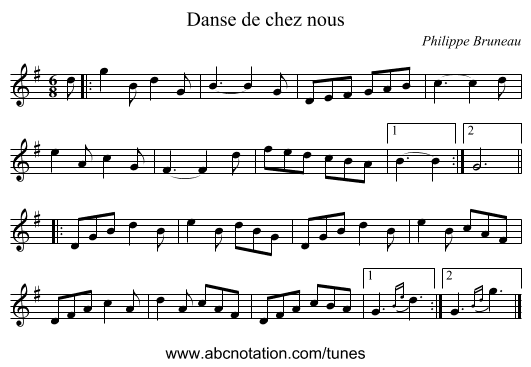 Danse de chez nous - staff notation